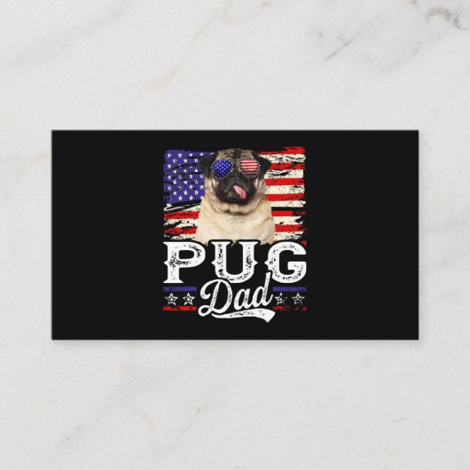 Mannen Pug Dad USA Flag Patriotic Fathers Day Visitekaartje (Voorkant)