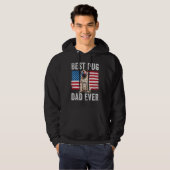 Mannen Pug Papa USA Amerikaanse vlag Hondeneigenaa Hoodie (Voorkant volledig)