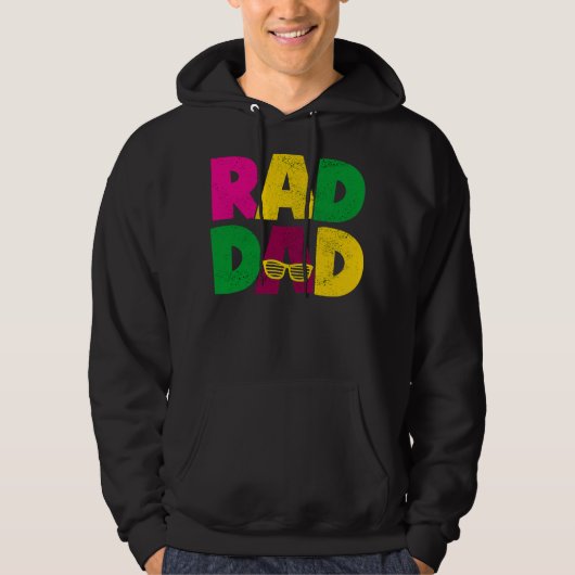 Mannen Rad Dad Funny Cool 80's Retro Style Hoodie (Voorkant)