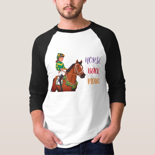 Mannen Raglan Paard en ruiter T-shirt (Voorkant)