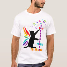Mannen Rainbow Pride Cat en Butterfly T-Shirt