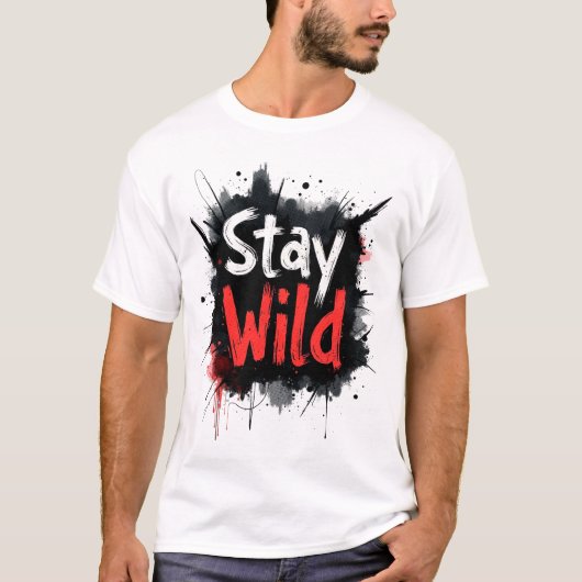 Mannen Raster Stay Wild Retro  T-shirt (Voorkant)