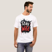 Mannen Raster Stay Wild Retro  T-shirt (Voorkant volledig)