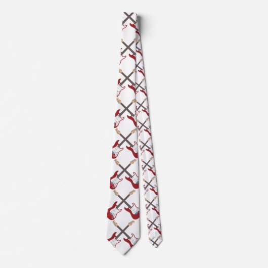 Mannen Red Guitar Necktie Stropdas (Voorkant)