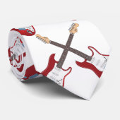 Mannen Red Guitar Necktie Stropdas (Opgerold)