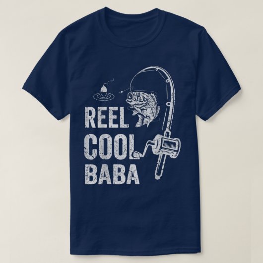 Mannen Reel Cool Baba Vist vaderdag T-shirt (Design voorkant)