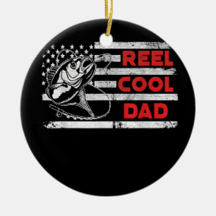 Mannen Reel Cool Dad American Flag Vist vaders Keramisch Ornament
