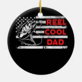 Mannen Reel Cool Dad American Flag Vist vaders Keramisch Ornament (Achterkant)