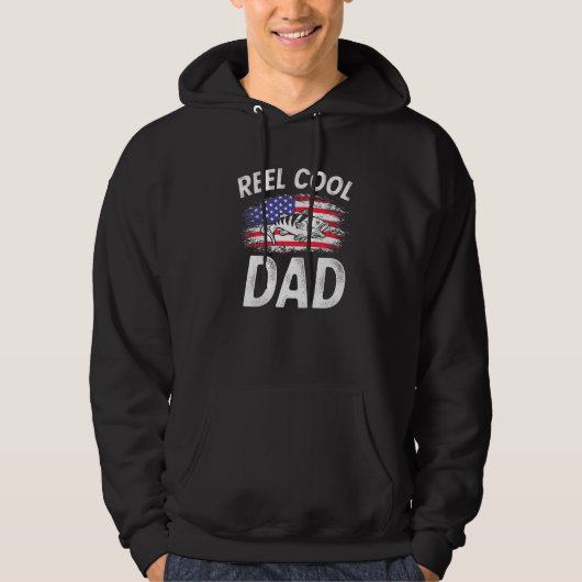 Mannen Reel Cool Dad Vist vaderdag Amerikaanse Fl Hoodie (Voorkant)