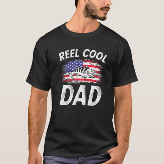 Mannen Reel Cool Dad Vist vaderdag Amerikaanse Fl T-shirt (Voorkant)