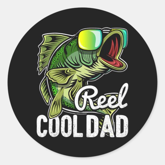 Mannen Reel Cool Dad Vist zonnebril Funny Ronde Sticker (Voorkant)