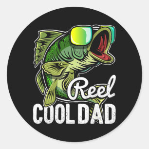 Mannen Reel Cool Dad Vist zonnebril Funny Ronde Sticker