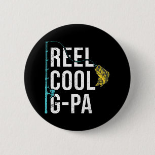 Mannen Reel Cool G-pa Gevist Shirt Grappig Opa Fa Ronde Button 5,7 Cm