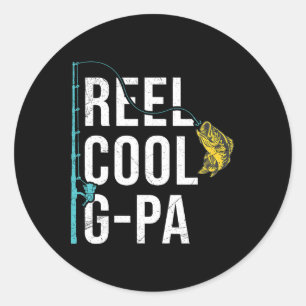 Mannen Reel Cool G-pa Vis Shirt Funny Opa Vaderdag Ronde Sticker