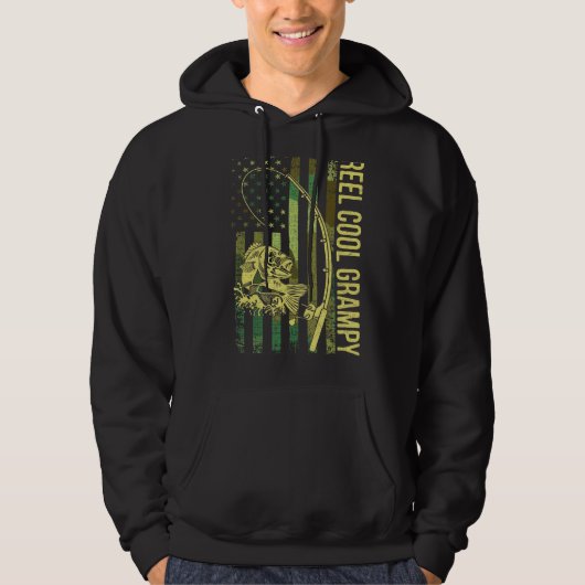 Mannen Reel Cool Grampy Amerikaanse vlag Hoodie (Voorkant)