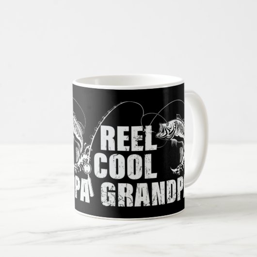 Mannen Reel Cool Grandpa-ontwerp met vis en visser Koffiemok (Voorkant rechts)