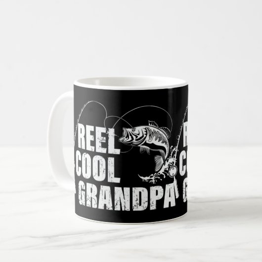 Mannen Reel Cool Grandpa-ontwerp met vis en visser Koffiemok (Voorkant links)