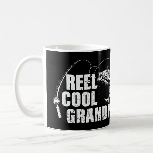 Mannen Reel Cool Grandpa-ontwerp met vis en visser Koffiemok (Links)