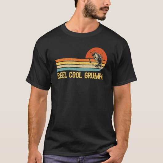 Mannen Reel Cool Grumpa Vist vis T-shirt (Voorkant)