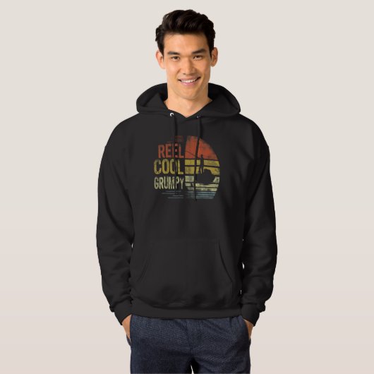 Mannen Reel Cool Grumpy Fisherman Grumpy Vader's D Hoodie (Voorkant volledig)
