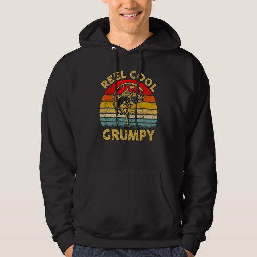 Mannen Reel Cool Grumpy Vist vaderdag Hoodie (Voorkant)