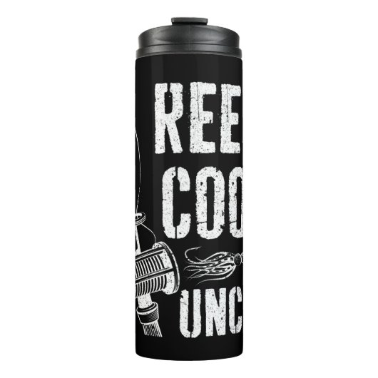Mannen Reel Cool oom T-Shirt Vist Vaderdag Thermosbeker (Voorkant)