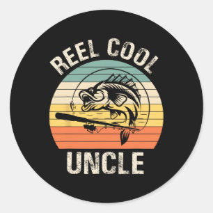 Mannen Reel Cool Oom Vissen Grappig Cadeau Voor Ma Ronde Sticker