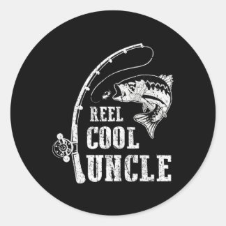 Mannen Reel Cool oom Vist papa vaderdag Ronde Sticker
