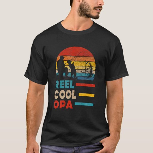 Mannen Reel Cool Opa Fisherman T-shirt (Voorkant)