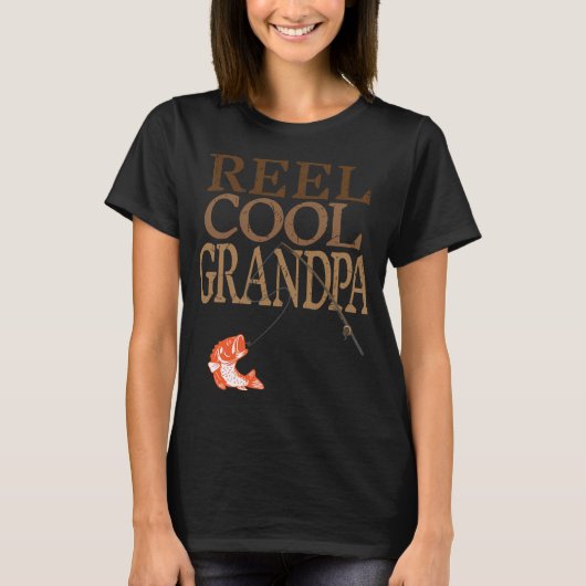 Mannen Reel Cool Opa Vissen ontwerp T-shirt (Voorkant)