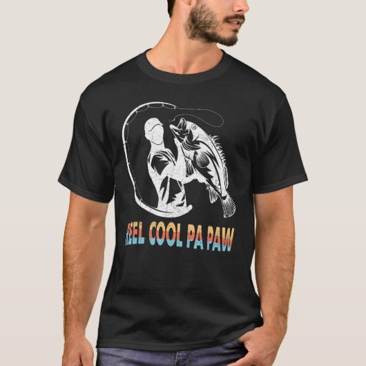 Mannen Reel Cool PA Paw Gevist Daddy Vaderdag T-shirt (Voorkant)