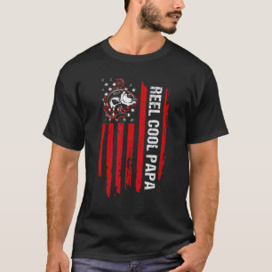 Mannen Reel Cool Papa Amerikaanse vlag Vist vaders T-shirt