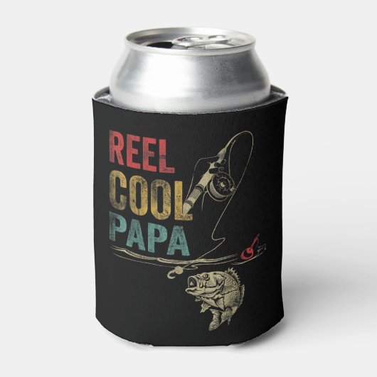 Mannen Reel Cool Papa vis Vist Shirt vaders Da Blikjeskoeler (Blikje Voorkant)