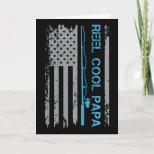 Mannen Reel Cool Papa Vissen Us Vlag Patriottisch  Kaart