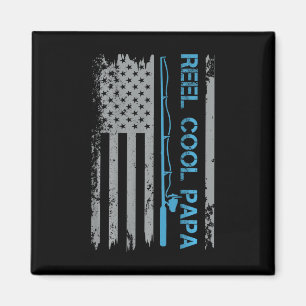 Mannen Reel Cool Papa Vissen Us Vlag Patriottisch Magneet