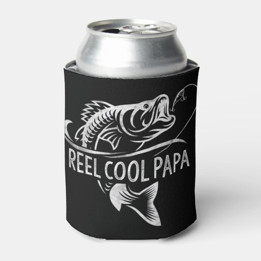 Mannen Reel Cool Papa Vist papa Gifts Vaderdag Blikjeskoeler (Blikje Voorkant)