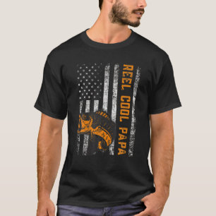 Mannen Reel Cool Papa vlag Vist Funny Fathers Day T-shirt