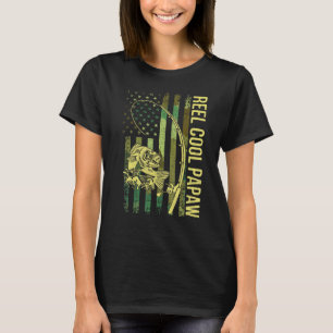 Mannen Reel Cool Papaw Amerikaanse Vlag Visser Ree T-shirt