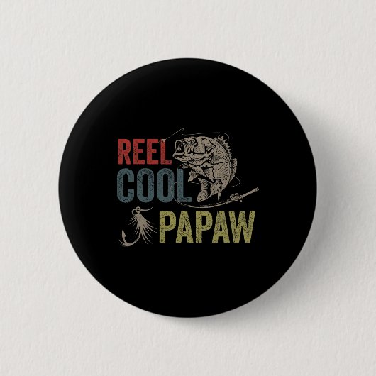 Mannen Reel Cool Papaw Gevist Vaderdag Gift Ronde Button 5,7 Cm (Voorkant)