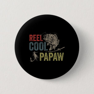 Mannen Reel Cool Papaw Vissen Vaderdag Cadeau  Ronde Button 5,7 Cm