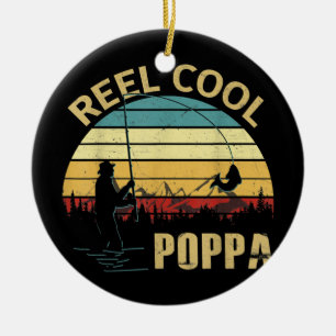 Mannen  Reel Cool Poppa vis Vist vaders Keramisch Ornament