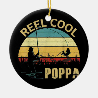 Mannen  Reel Cool Poppa vis Vist vaders Keramisch Ornament