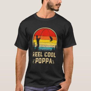 Mannen Reel Cool Poppa Vist Fun Fathers Day Fisher T-shirt