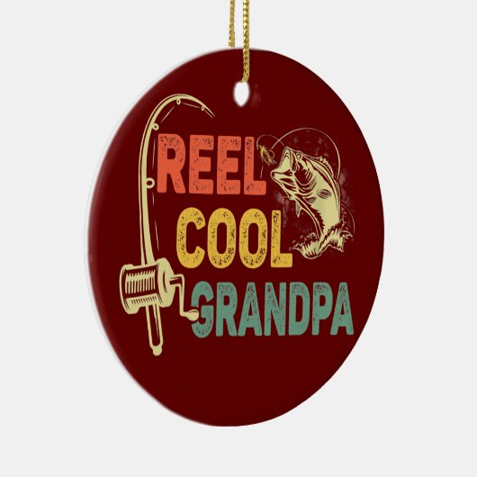 Mannen Reel Cool Poppy Vist opa Vaderdag Keramisch Ornament (Rechts)