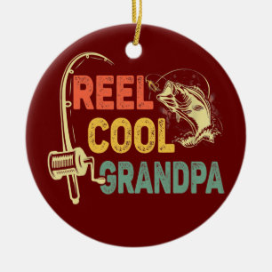 Mannen Reel Cool Poppy Vist opa Vaderdag Keramisch Ornament