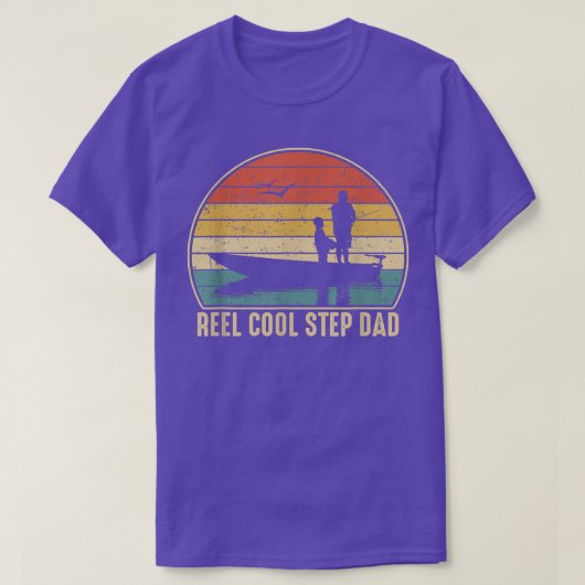 Mannen Reel Cool Step Dad Fishing Funny Fish T-shirt (Design voorkant)