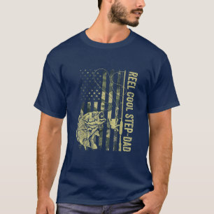 Mannen Reel Cool StepDad Camoue American Flag Vade T-shirt