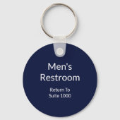 Mannen Restroom Terug naar Suite Blauw & Wit Tekst Sleutelhanger (Achterkant)