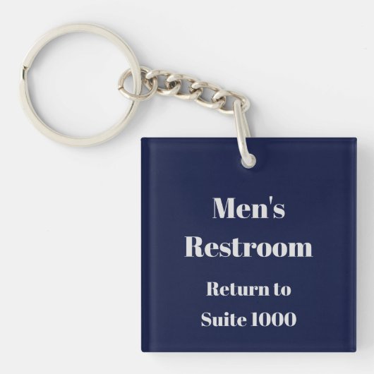 Mannen Restroom Terug naar Suite Sjabloon Donkerbl Sleutelhanger (voorkant)