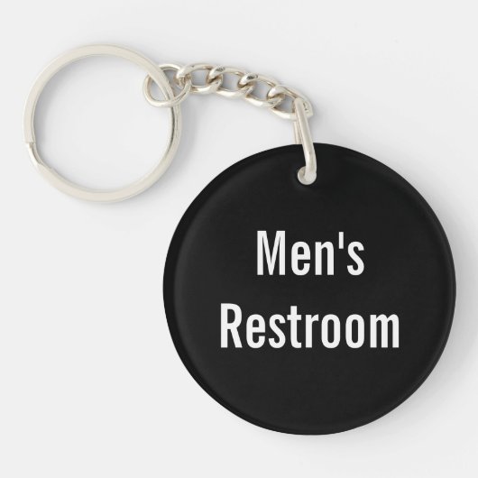 Mannen Restroom Zwart en Wit Uw Logo Hier Sleutelhanger (Voorkant)